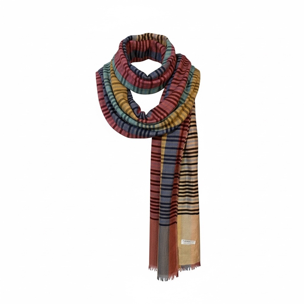 Multicolor Striped Pashmina Shawl Scarf Wrap Fringed Soft Cashmere Feel